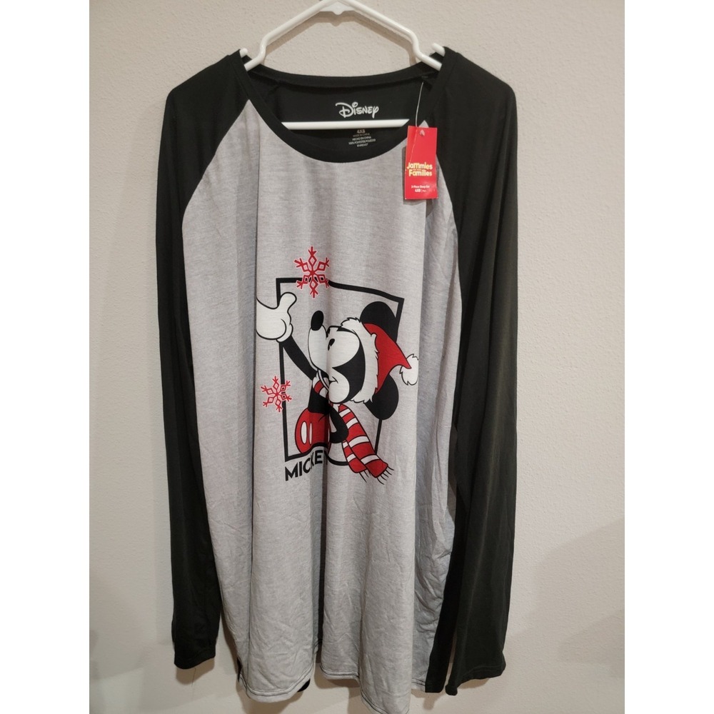 Disney‎ NWT Mickey Pajama Top For Men Sz 4XB Super Comfy! Color Gray & Black